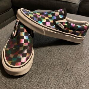Checkered slip on vans